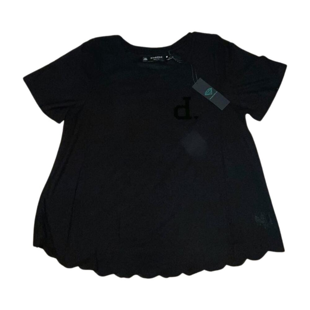 Diamond Supply Black Short Sleeve Scallop Shirt Size M